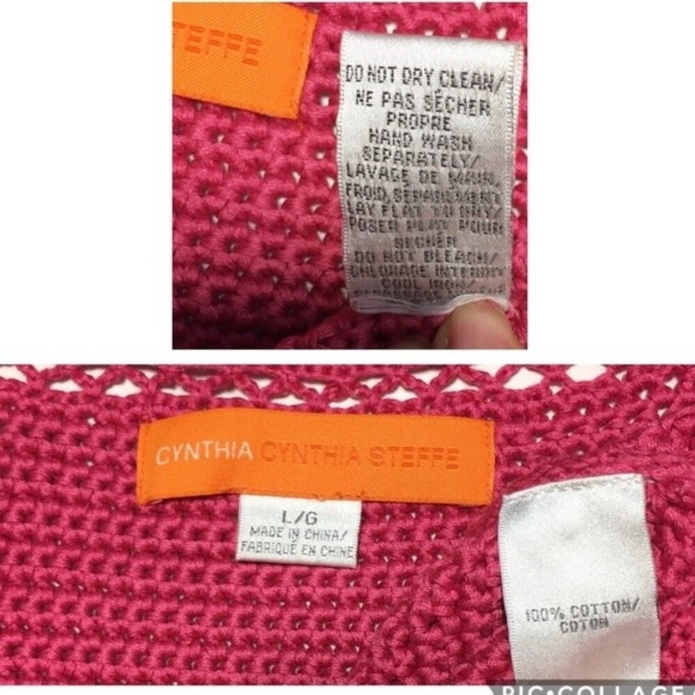 Cynthia Steffe Pink Embellished Cotton Cardigan Size L - Picture 8 of 8